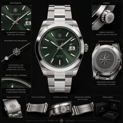 DAVINTH Watch Green 40mm Steel