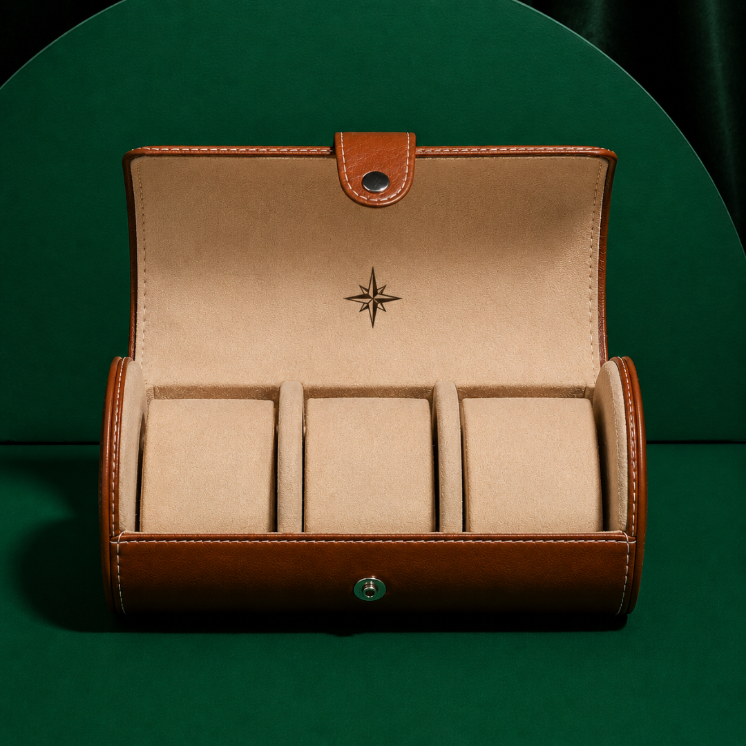 Davinth Leather 3-Slot Watch Roll