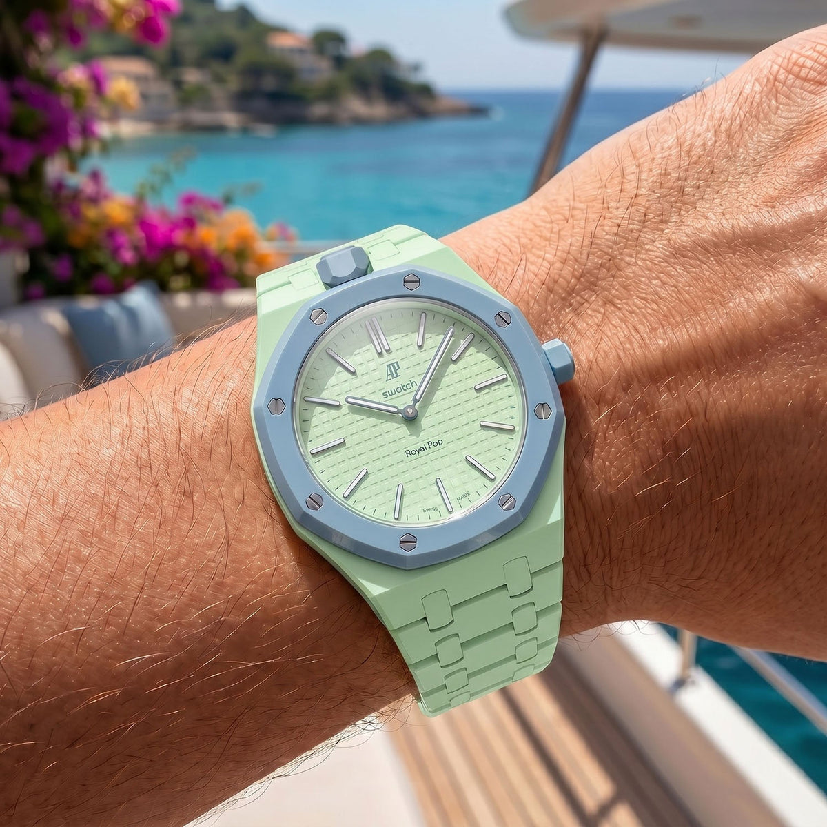Audemars Piguet x Swatch Royal Pop BLAUE ACHT Green 40 mm + Ceramic Case-Strap