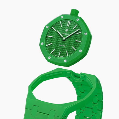Audemars Piguet x Swatch Watch Royal Pop "GREEN EIGHT" 40 mm + Ceramic Case-Strap Pink