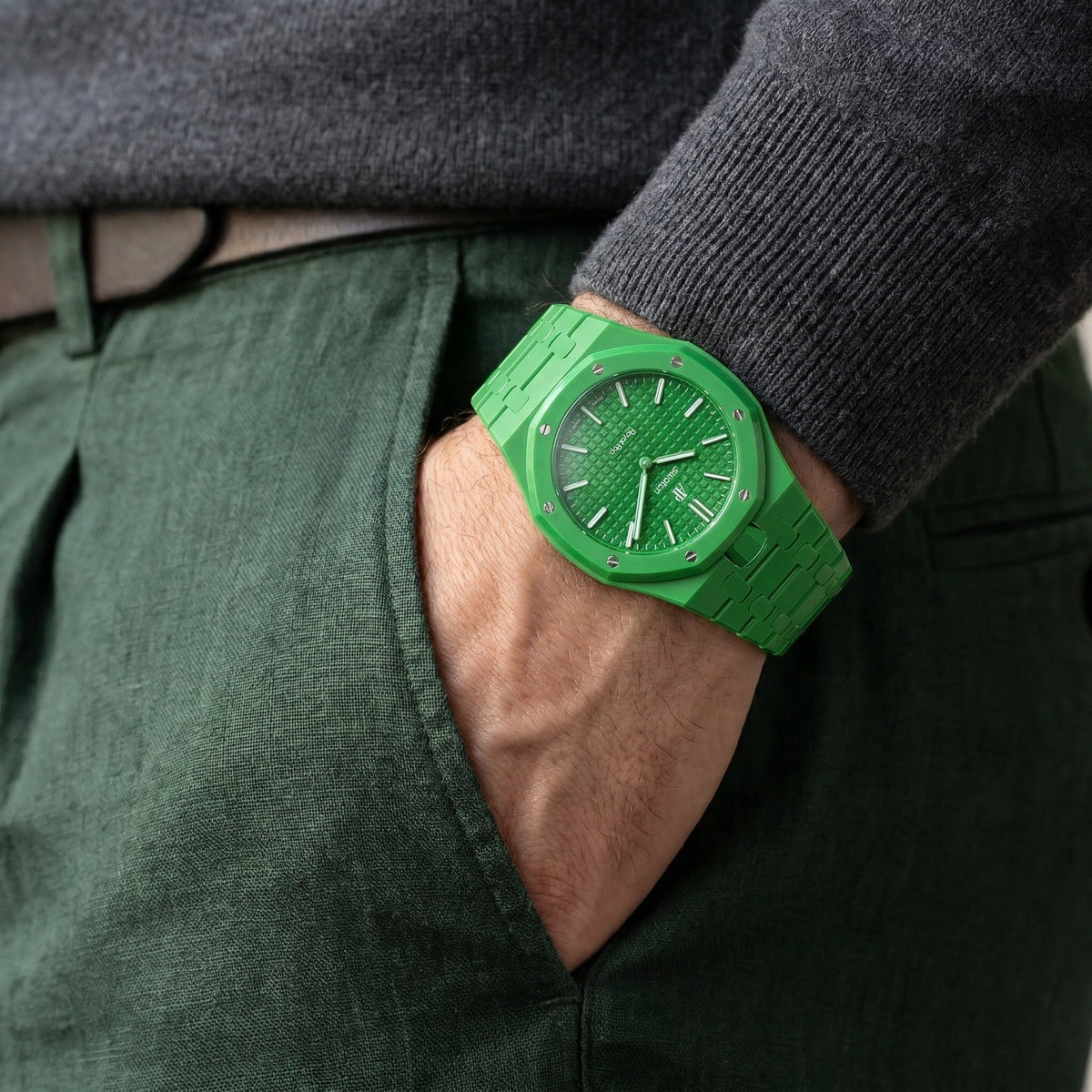 Audemars Piguet x Swatch Watch Royal Pop "GREEN EIGHT" 40 mm + Ceramic Case-Strap Pink