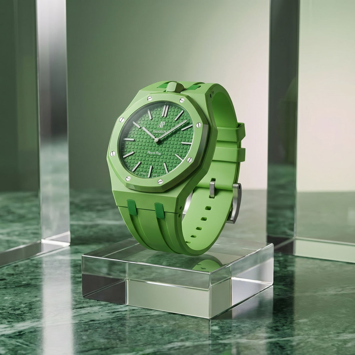 Audemars Piguet x Swatch Royal Pop "GREEN EIGHT" 40 mm + Rubber Case-Strap