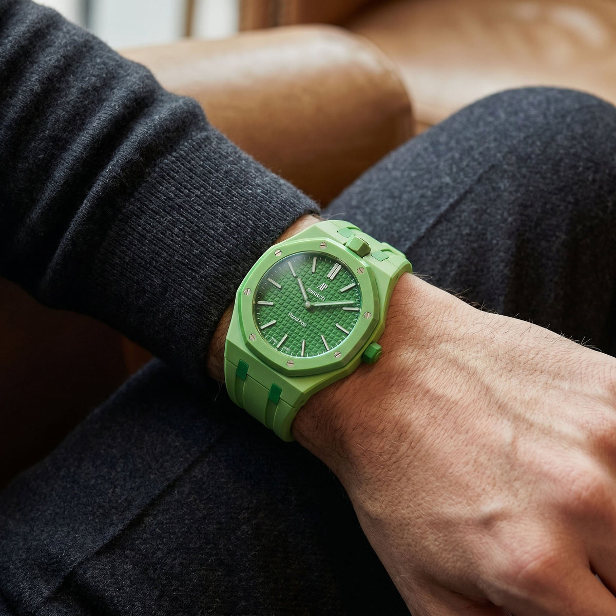 Audemars Piguet x Swatch Royal Pop "GREEN EIGHT" 40 mm + Rubber Case-Strap