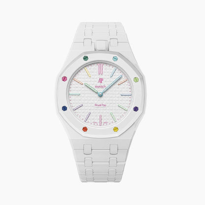Audemars Piguet x Swatch Royal Pop "HUIT BLANC" 40 mm + Ceramic Case-Strap