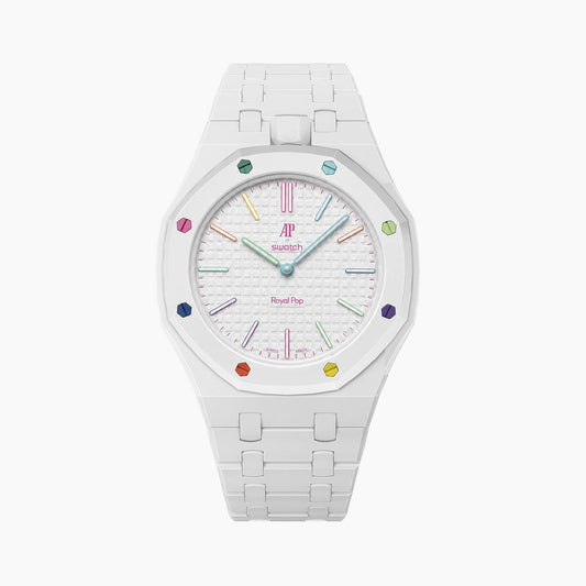 Audemars Piguet x Swatch Royal Pop "HUIT BLANC" 40 mm + Ceramic Case-Strap