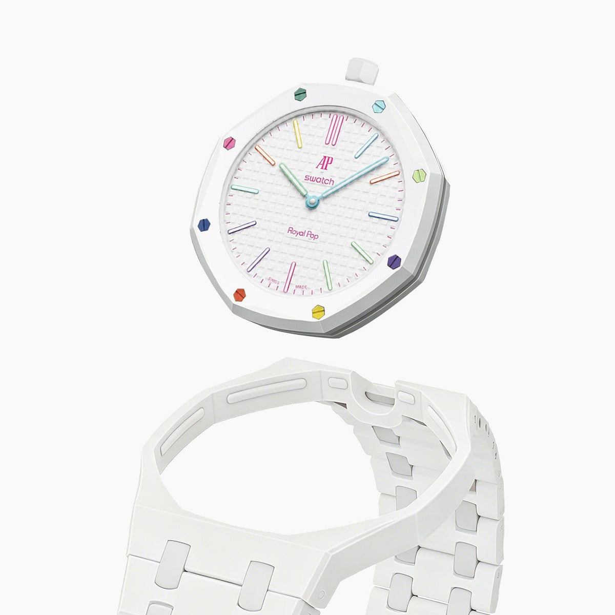 Audemars Piguet x Swatch Royal Pop "HUIT BLANC" 40 mm + Ceramic Case-Strap