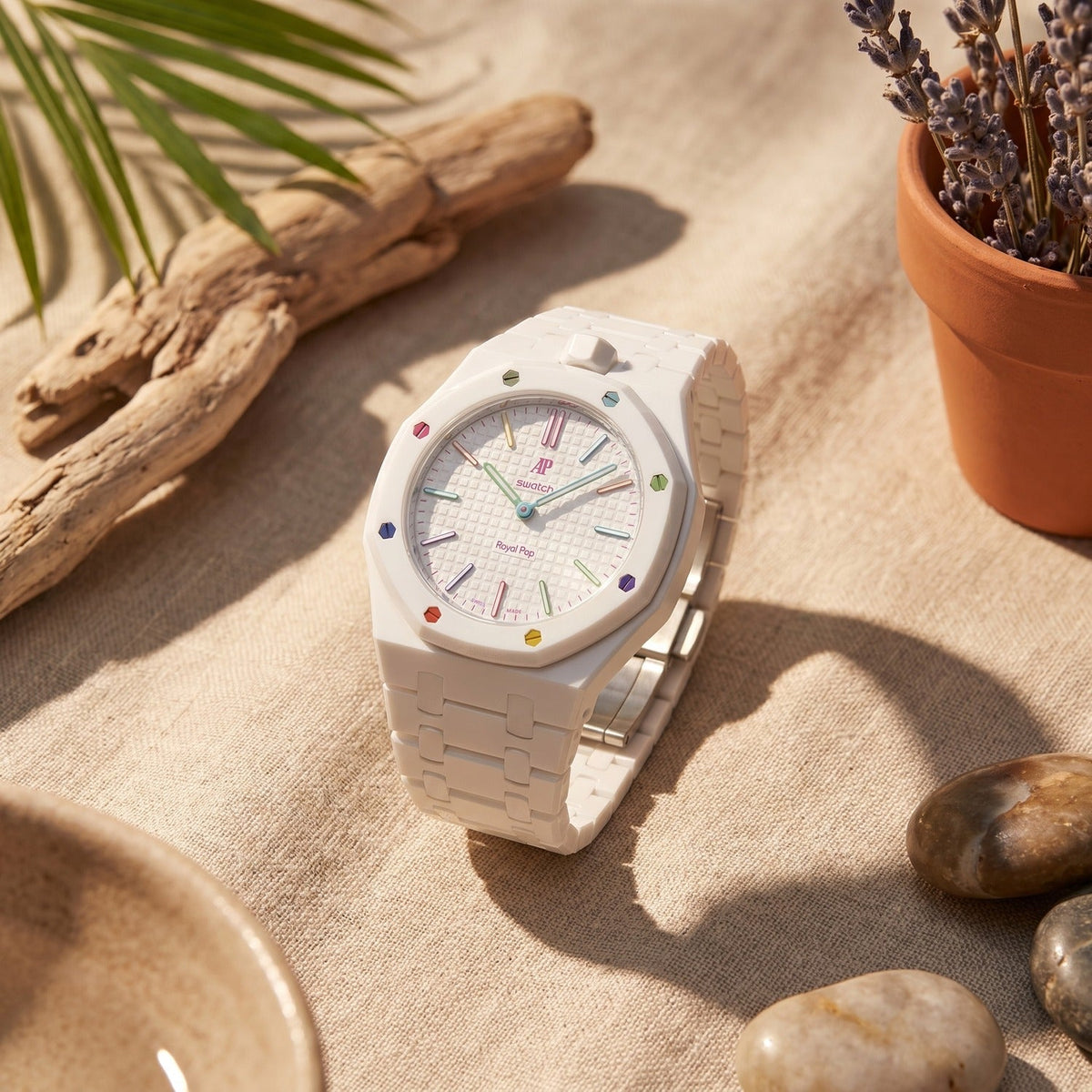 Audemars Piguet x Swatch Royal Pop "HUIT BLANC" 40 mm + Ceramic Case-Strap