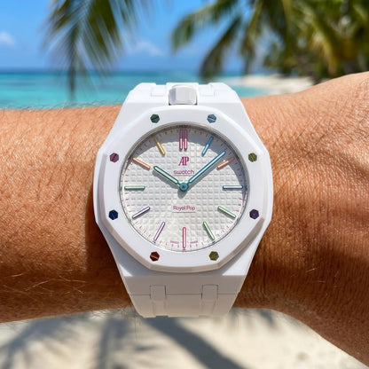 Audemars Piguet x Swatch Royal Pop "HUIT BLANC" 40 mm + Rubber Case-Strap