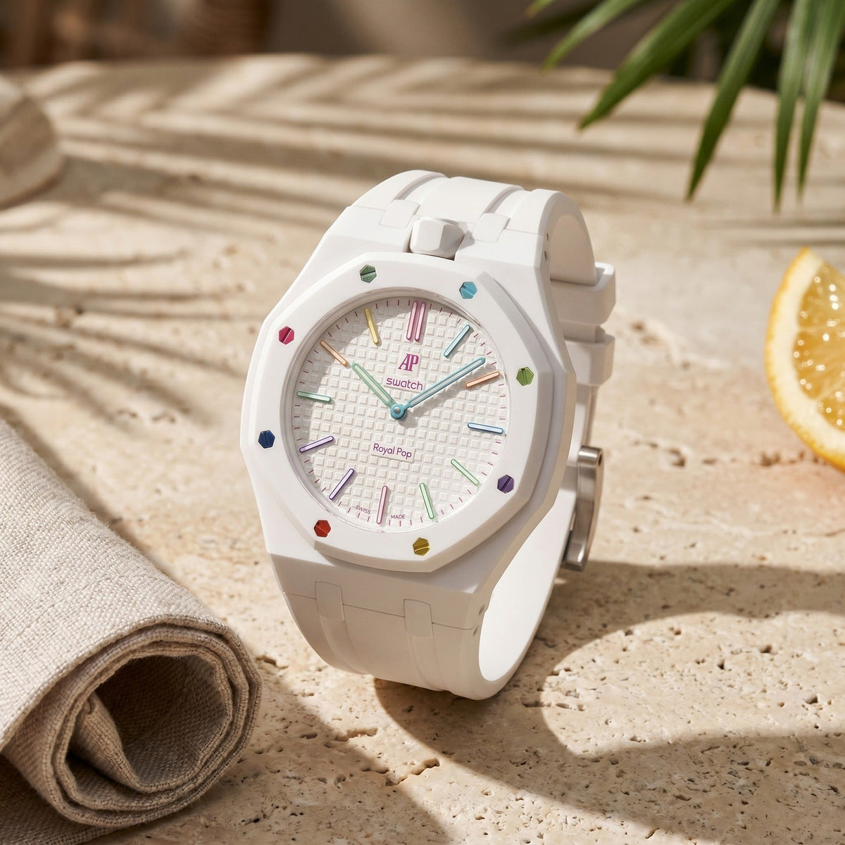 Audemars Piguet x Swatch Royal Pop "HUIT BLANC" 40 mm + Rubber Case-Strap