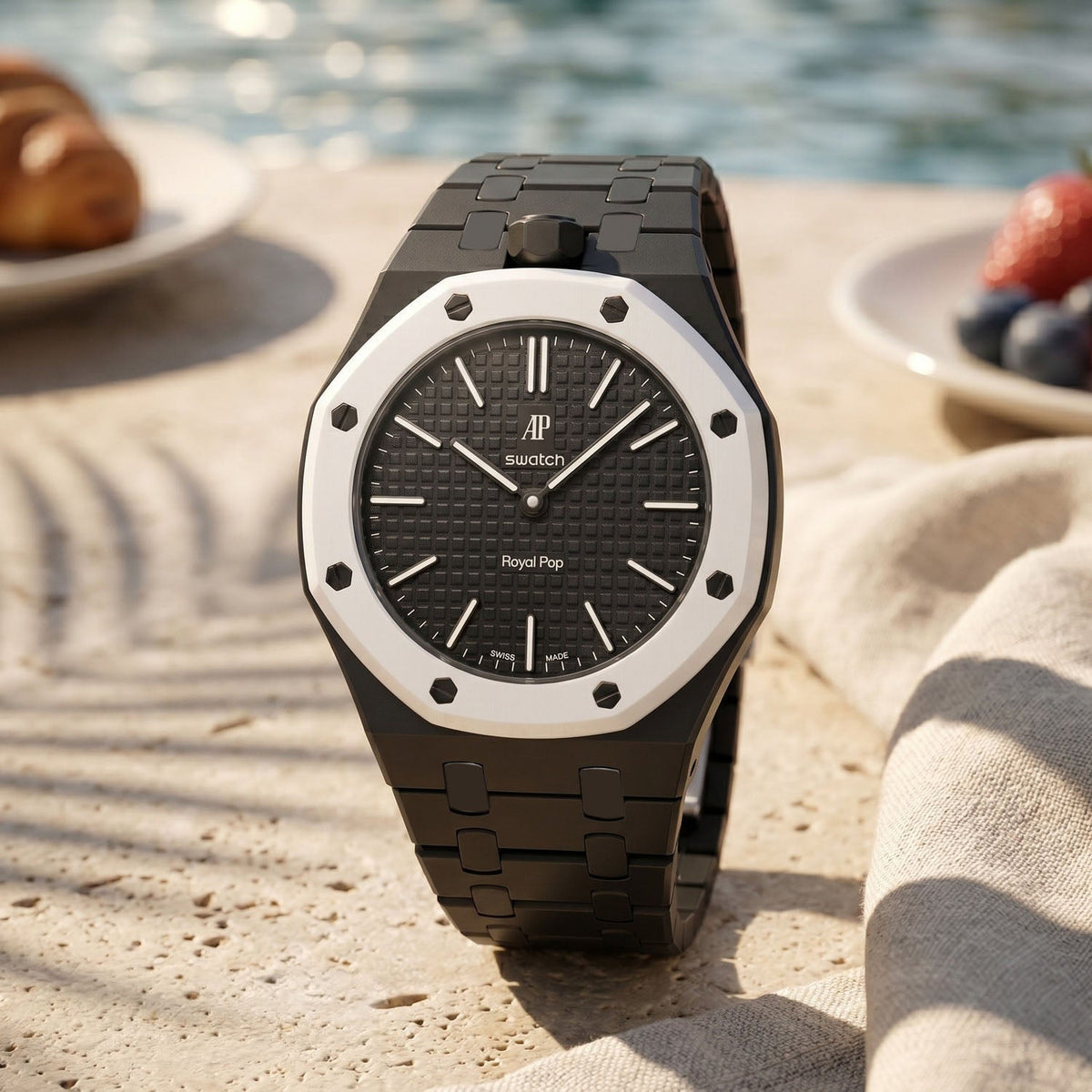 Audemars Piguet x Swatch Royal Pop "OCHO NEGRO" 40 mm + Ceramic Case-Strap
