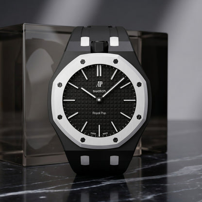 Audemars Piguet x Swatch Royal Pop "OCHO NEGRO" 40 mm + Rubber Case-Strap