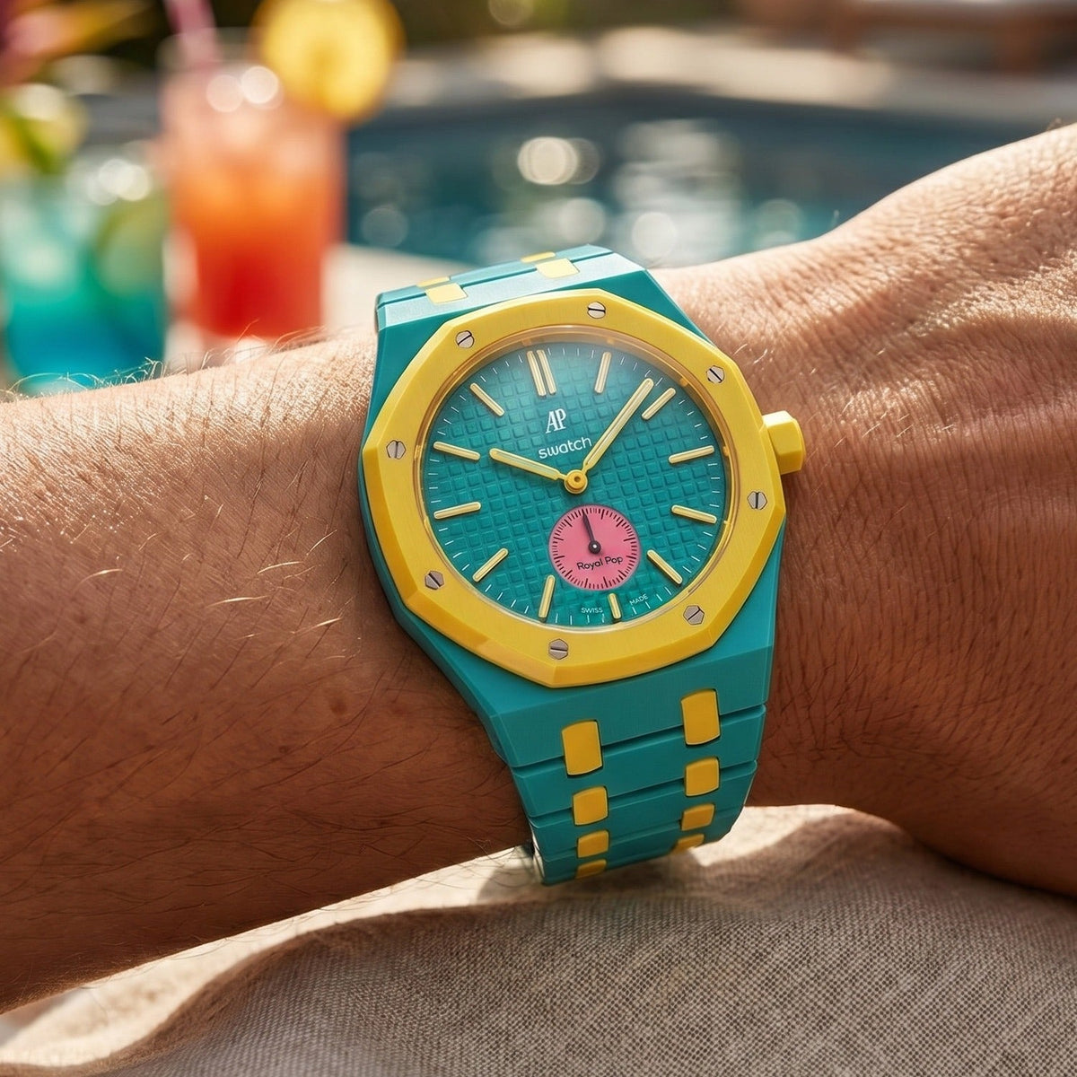 Audemars Piguet x Swatch Royal Pop OTG ROZ 40 mm + Ceramic Case-Strap