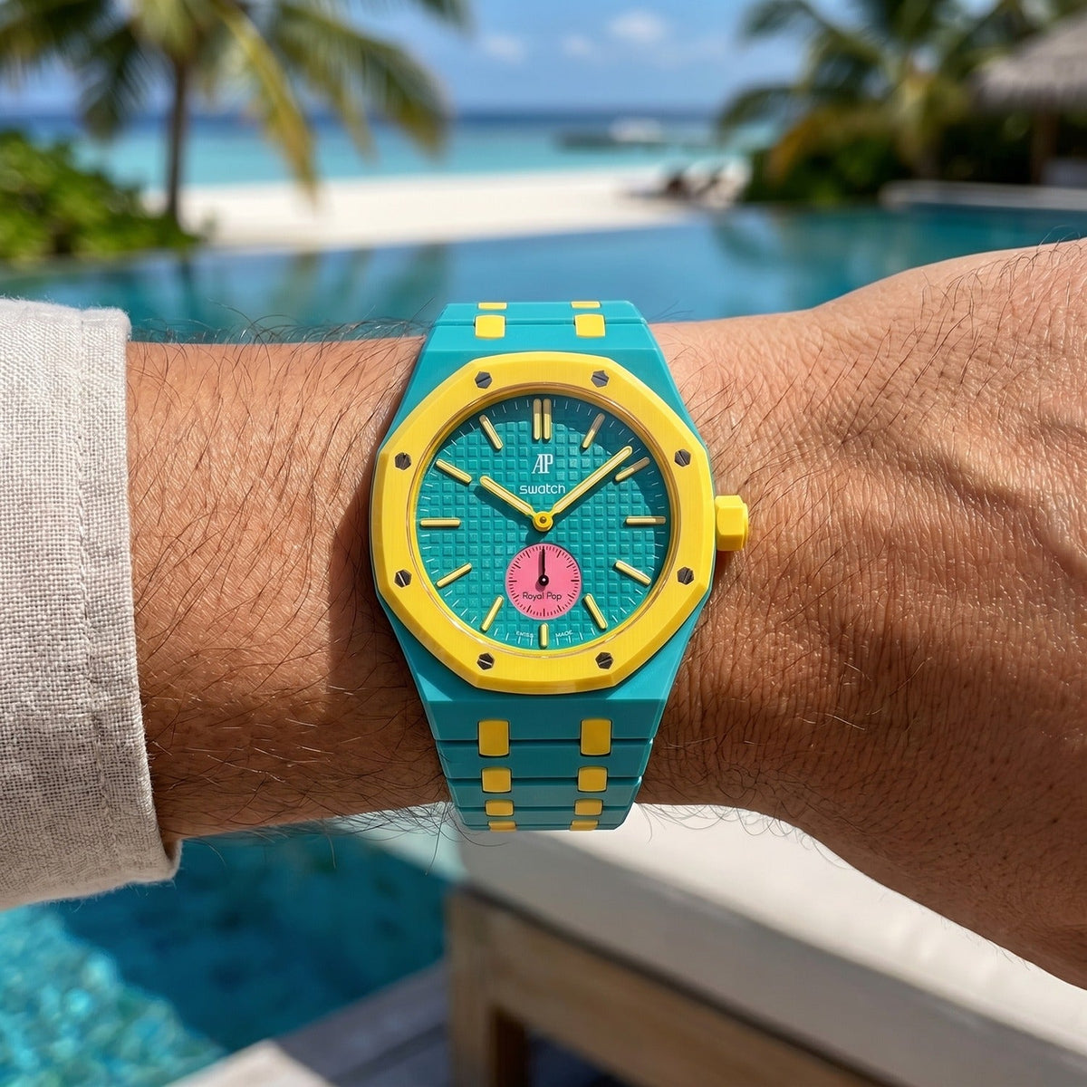 Audemars Piguet x Swatch Royal Pop OTG ROZ 40 mm + Ceramic Case-Strap