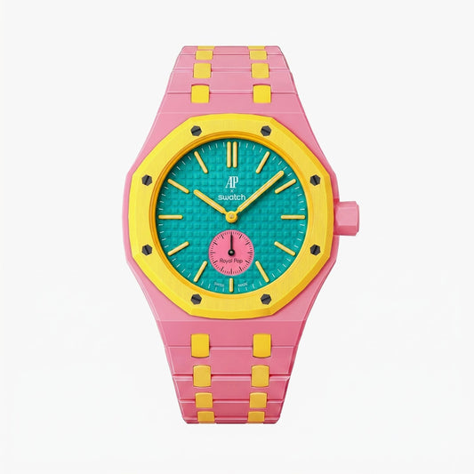 Audemars Piguet x Swatch Royal Pop "OTG ROZ" 40 mm + Ceramic Case-Strap
