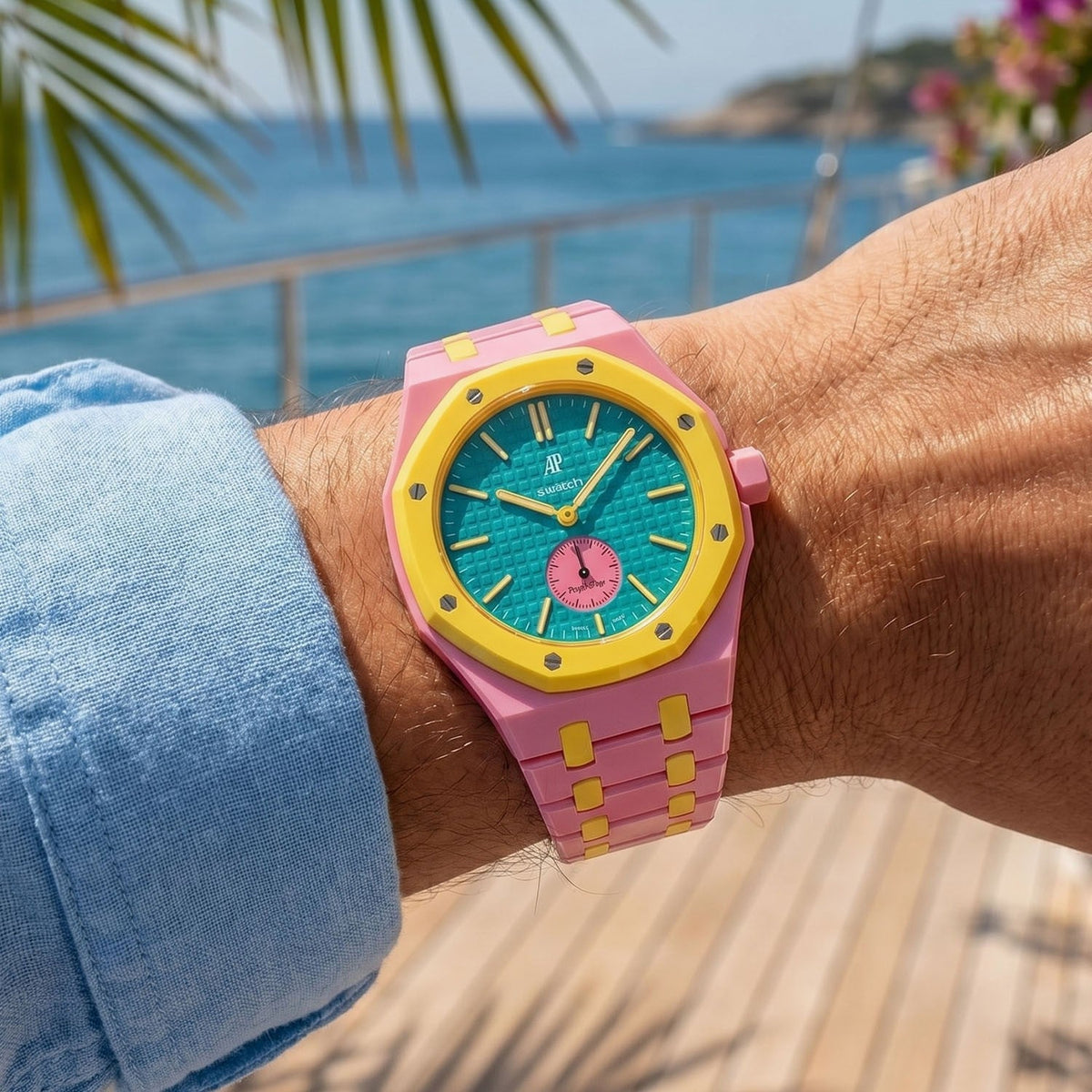 Audemars Piguet x Swatch Royal Pop "OTG ROZ" 40 mm + Ceramic Case-Strap