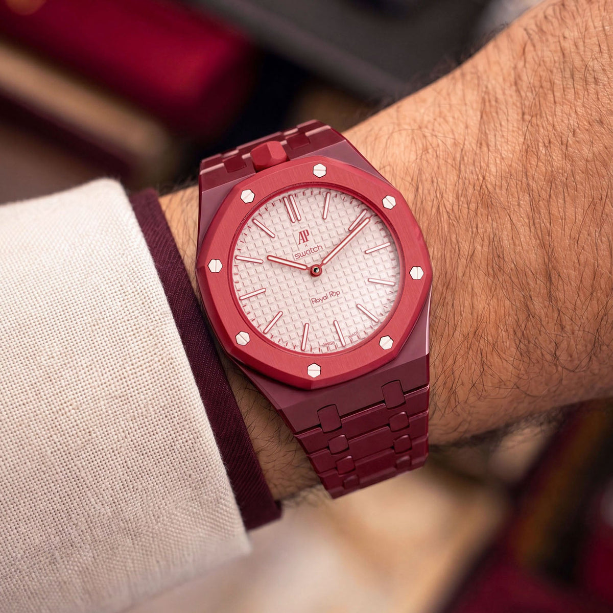 Audemars Piguet x Swatch Royal Pop "OTTO ROSSO" 40 mm + Ceramic Case-Strap