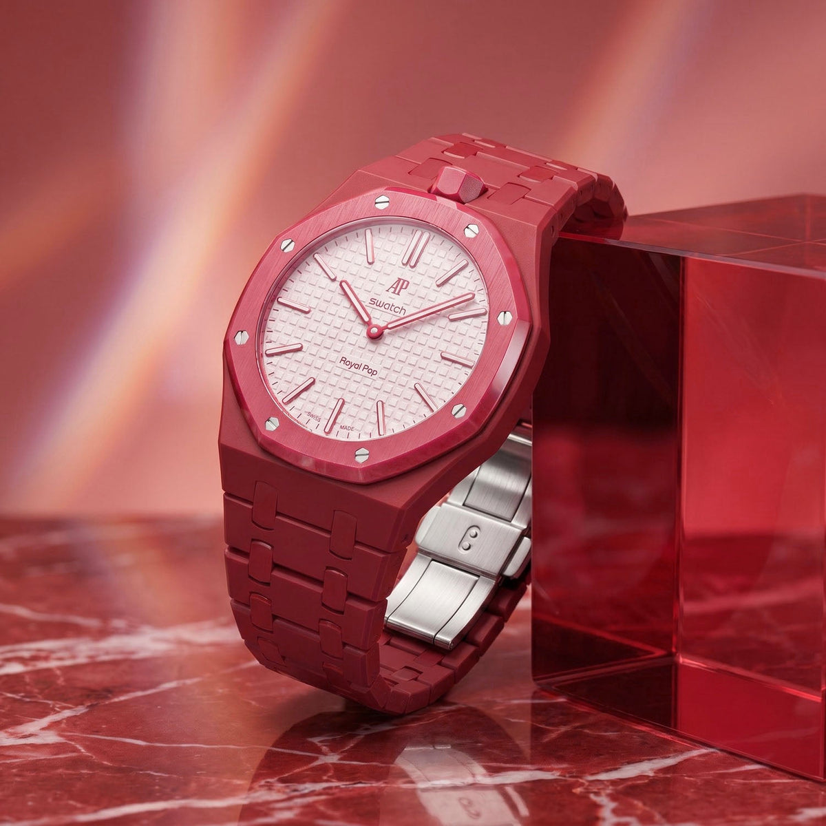 Audemars Piguet x Swatch Royal Pop "OTTO ROSSO" 40 mm + Ceramic Case-Strap