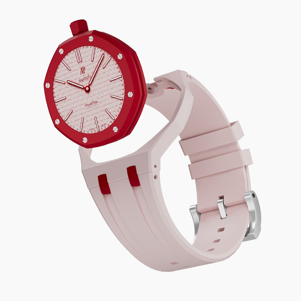 Audemars Piguet x Swatch Royal Pop "OTTO ROSSO" 40 mm + Rubber Case-Strap Pink