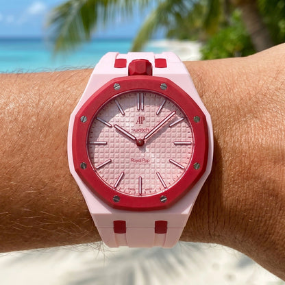 Audemars Piguet x Swatch Royal Pop "OTTO ROSSO" 40 mm + Rubber Case-Strap Pink