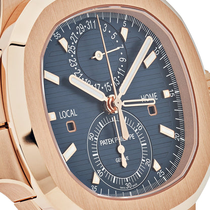Patek Philippe Nautilus 3285 V3 – 5990/1R-001 Travel Time Flyback Chronograph Rose Gold Blue Dial (2025)